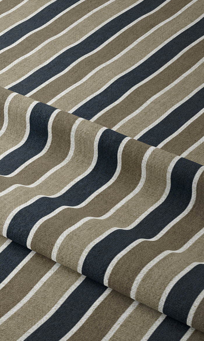 Striped Curtain Panels for Living, Bedroom, Kitchen, Bathroom (Navy Blue/ Brown)