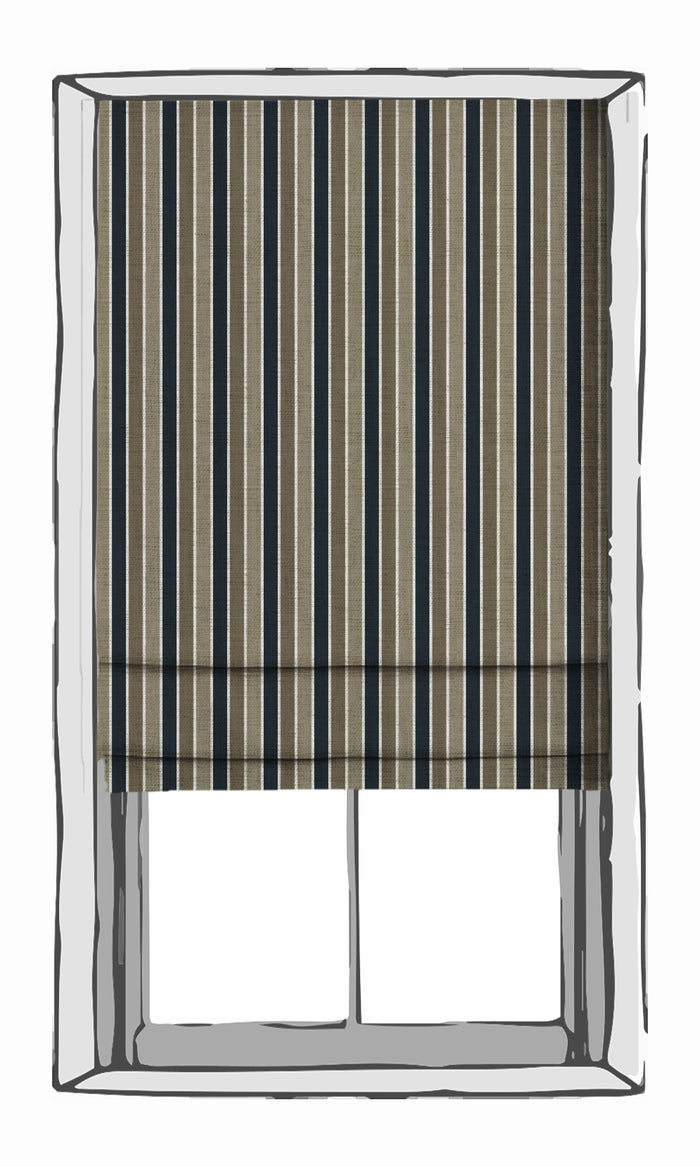 Striped Curtain Panels (Navy Blue/ Brown) Extra Long Short Wide