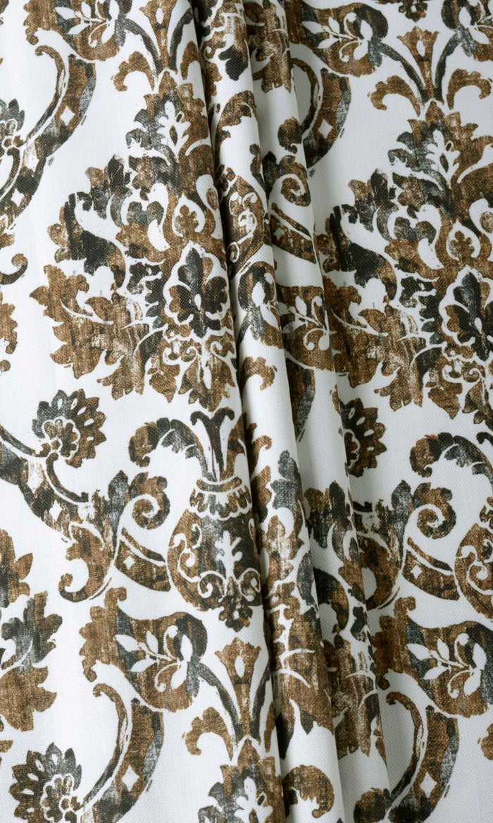 Damask Print Curtains (Brown/ Grey) Extra Long Short Wide