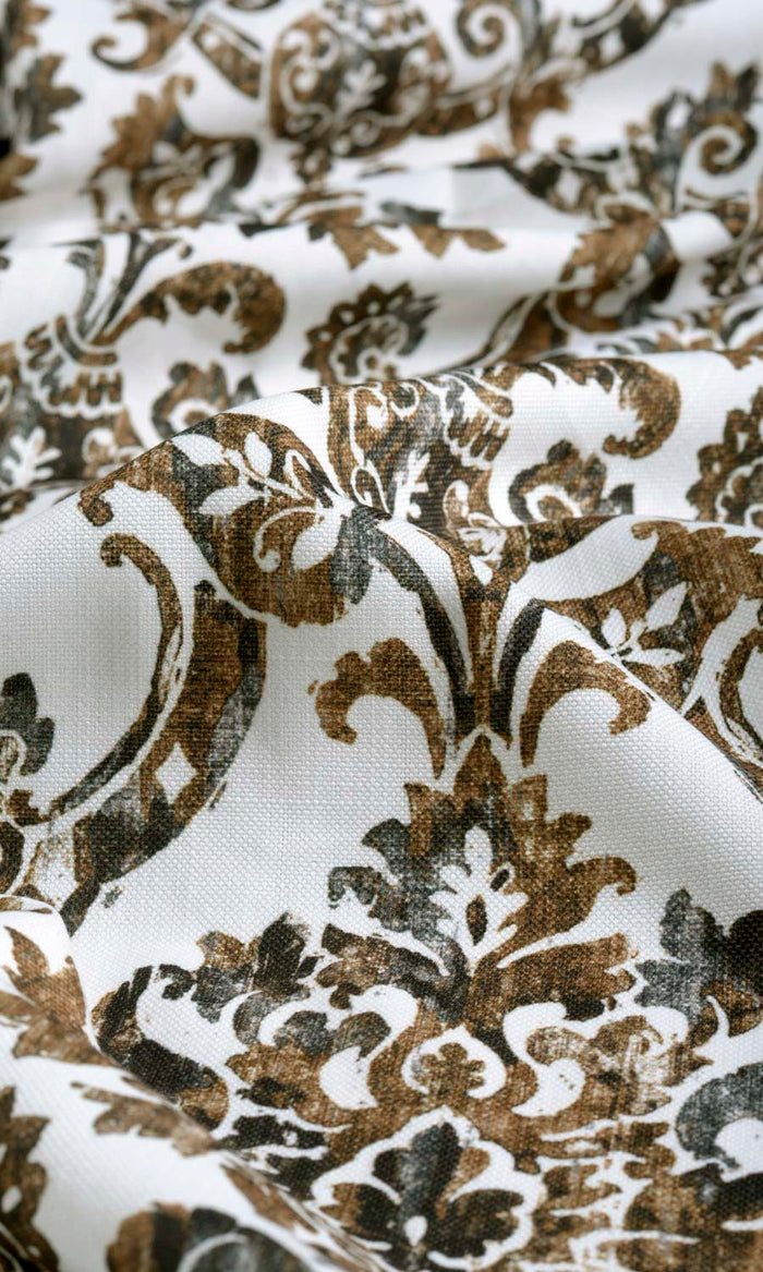 Damask Print Curtains / Drapes / Window Drapery Panels (Brown/ Grey)