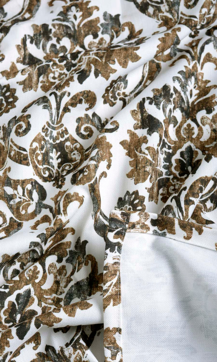 Damask Print Made-to-Measure Curtains (Brown/ Grey)