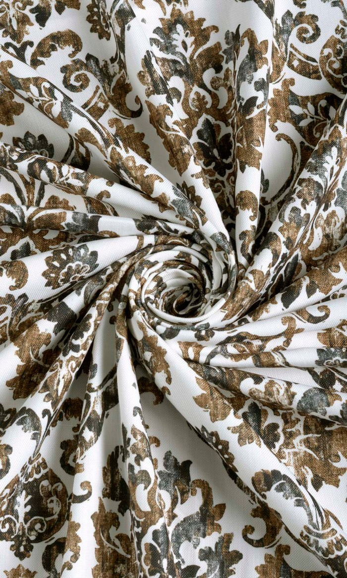 Damask Print Any Size Style Curtains (Brown/ Grey)