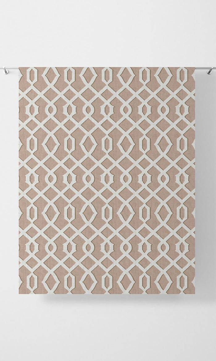 Trellis Patterned Drapery (Soft Pink/ White)