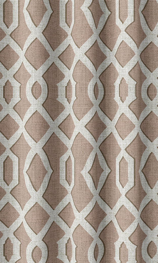 Trellis Patterned Pinch Pleat, Rod Pocket, Eyelet Curtains (Soft Pink/ White)