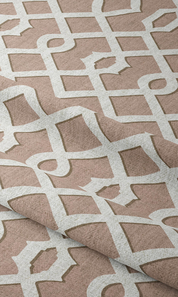 Trellis Patterned Drapery (Soft Pink/ White) Extra Long Short Wide