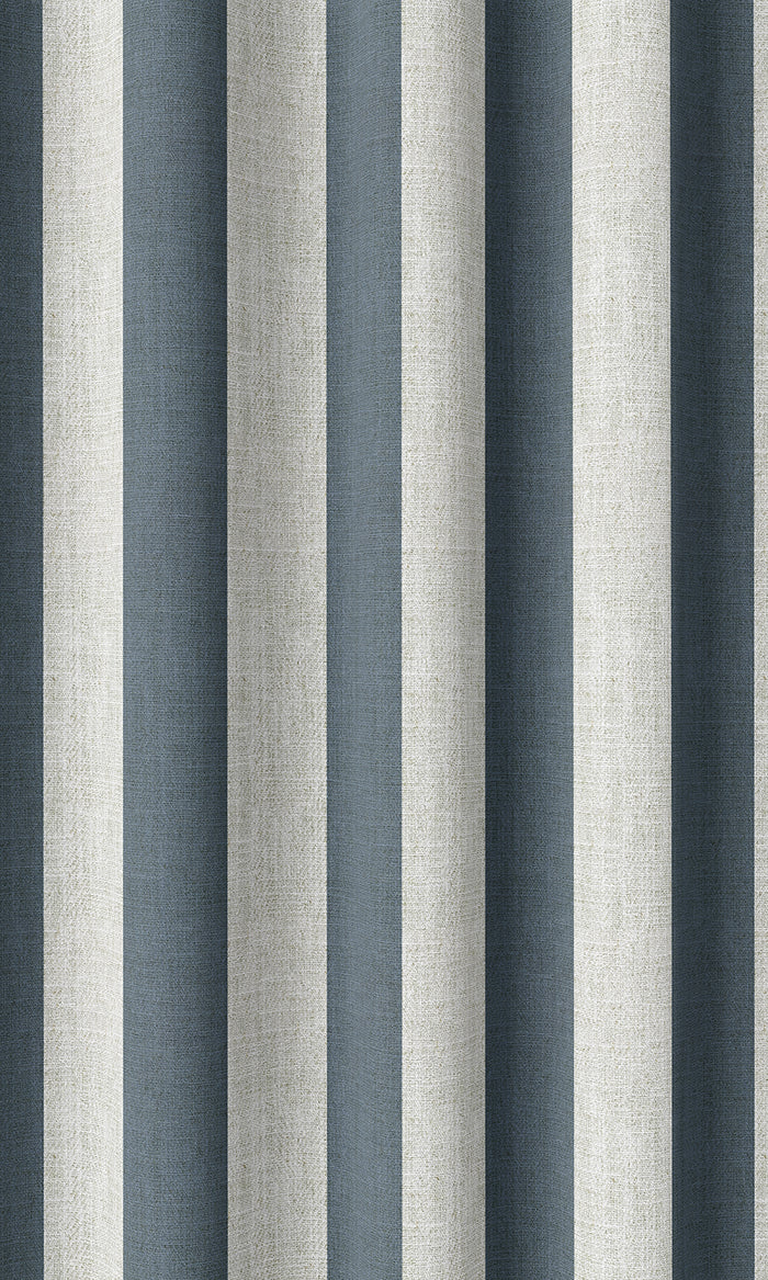 Modern Striped Home Décor Fabric By the Metre (Petrol Blue/ White)