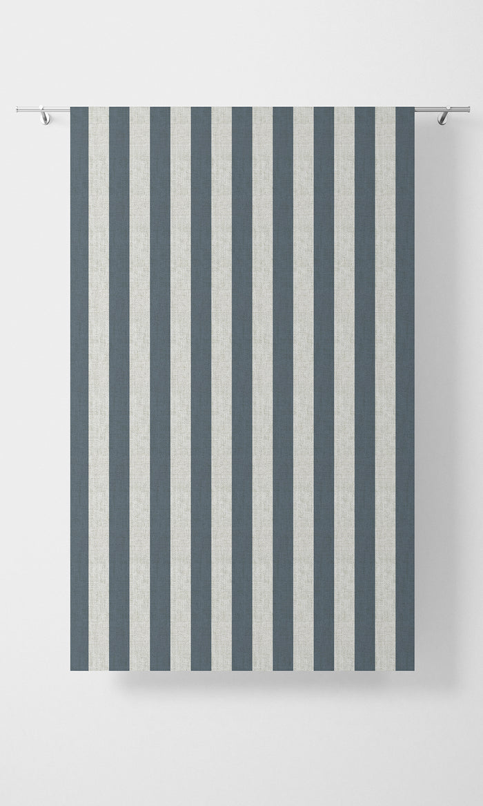 Modern Striped Home Textile Fabric Material By the Metre (Petrol Blue/ White)