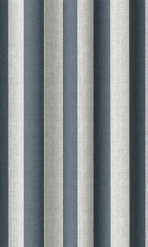 Modern Striped Curtains (Petrol Blue/ White)