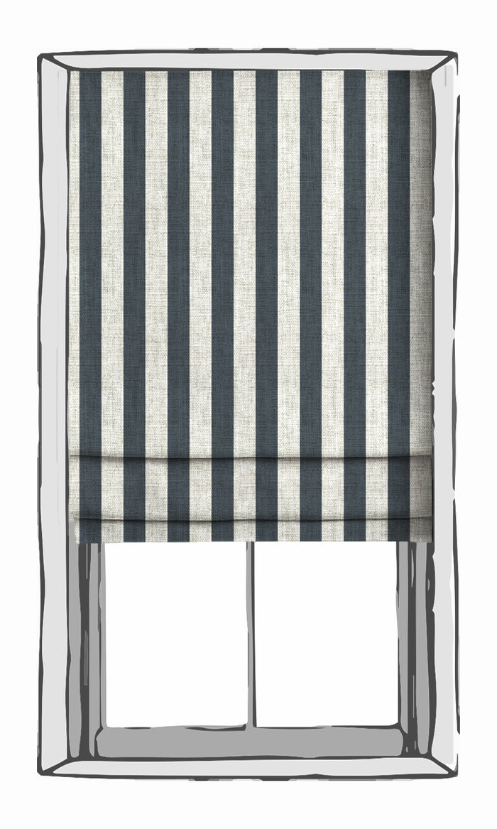 Modern Striped Curtains (Petrol Blue/ White) Extra Long Short Wide