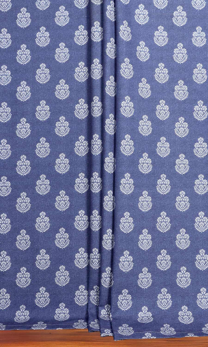 Floral Cotton Home Textile Fabric Material By the Metre (Blue)