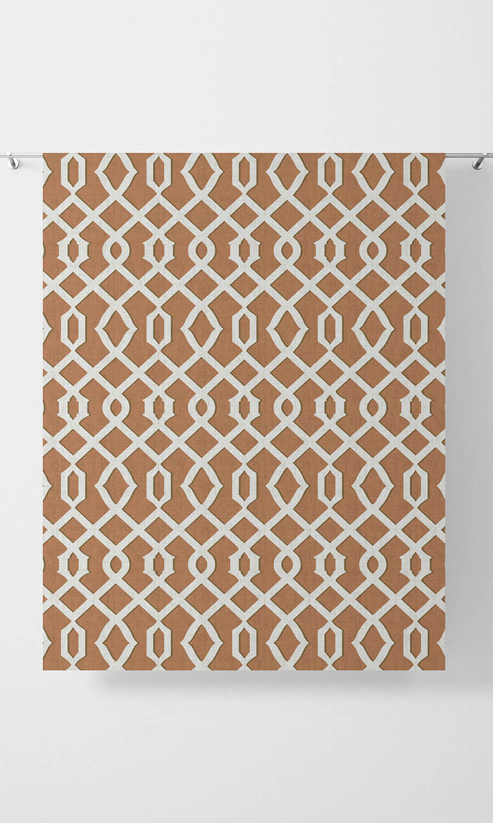 Trellis Print Home Décor Fabric By the Metre (Rust Orange/ White)