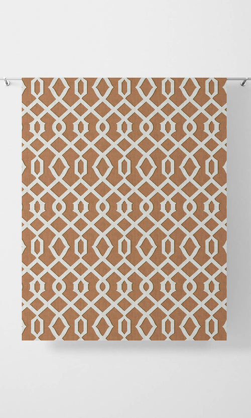 Trellis Print Home Décor Fabric By the Metre (Rust Orange/ White)
