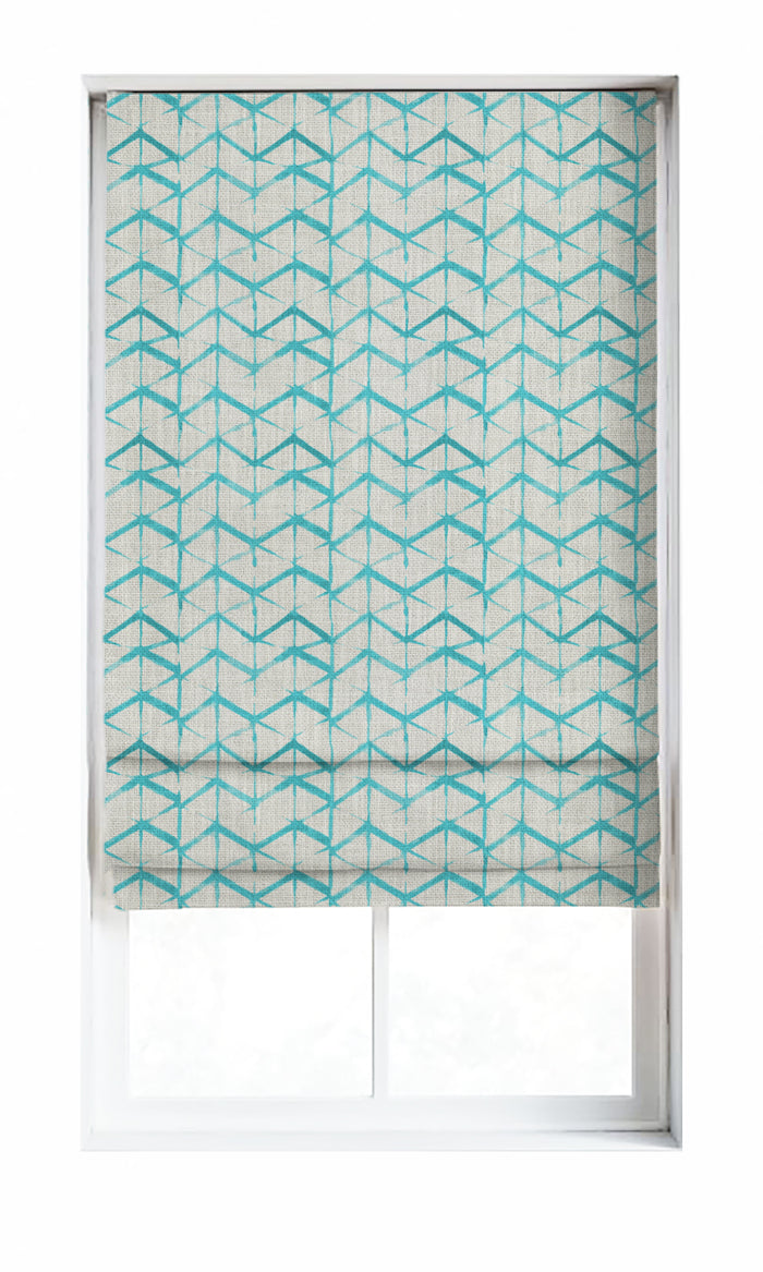 Bow-Arrow Print Window Treatments Fabric By the Metre (White/ Blue)