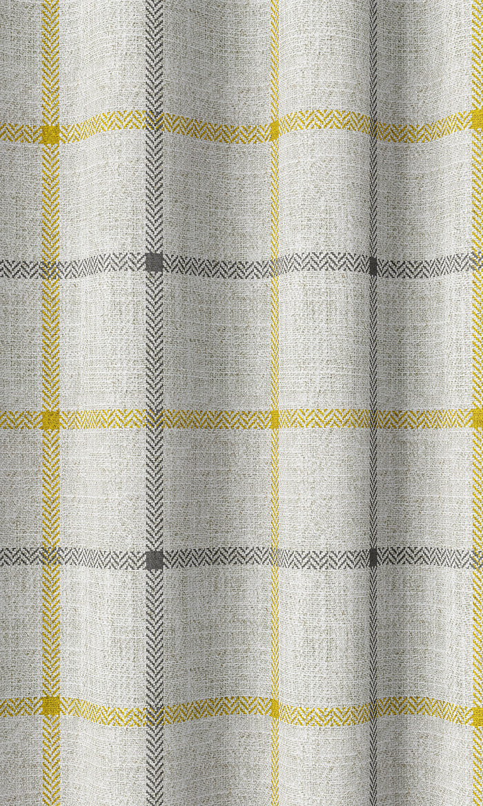 Check Print Home Décor Fabric By the Metre (Linen White/ Yellow)