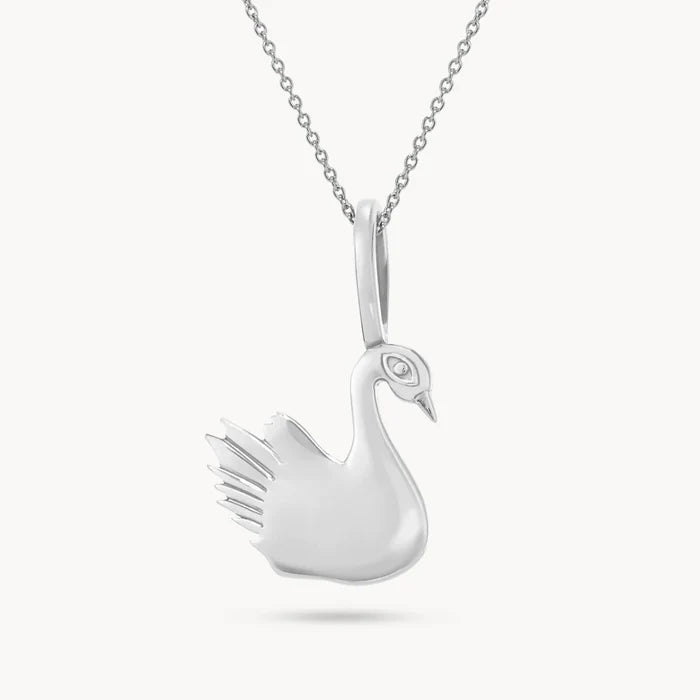 baby pink swan charm engraveable - sterling silver, pink sapphires