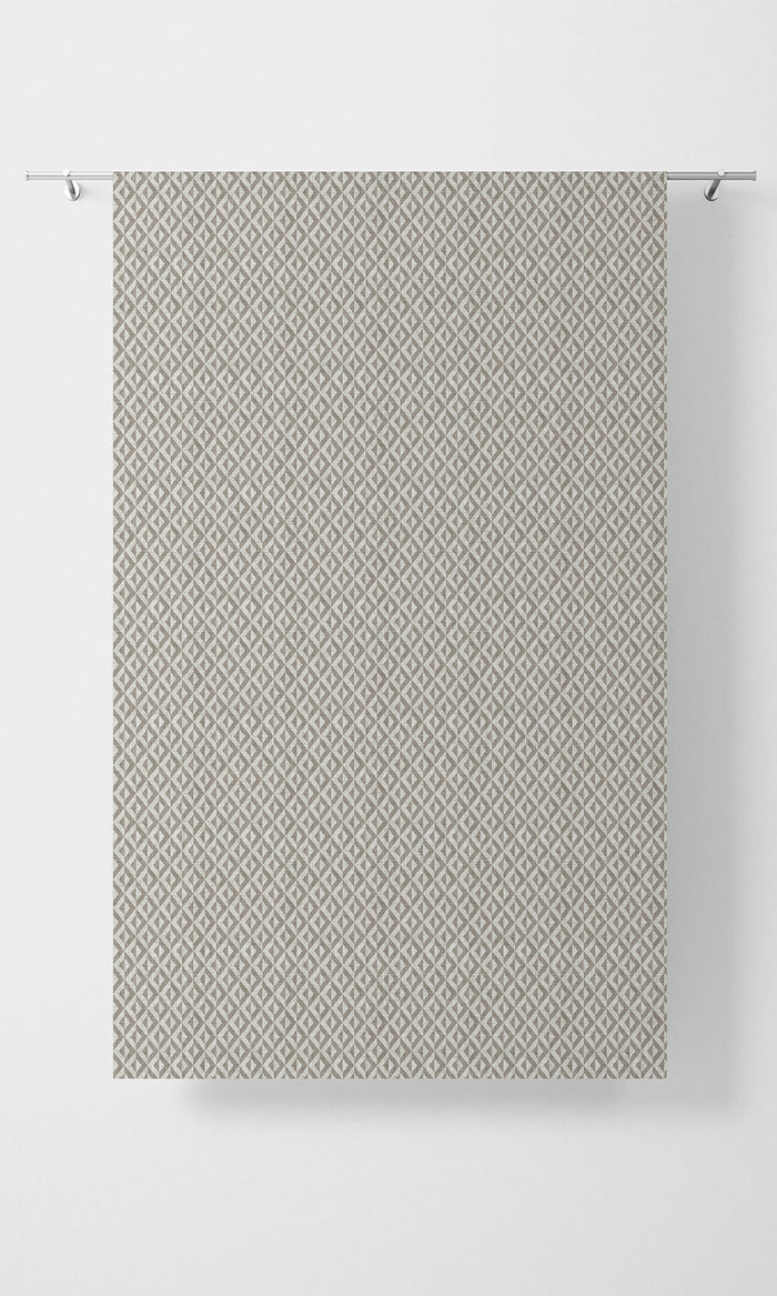 Geometric Print Pinch Pleat, Rod Pocket, Eyelet Curtains (Grey/ White)