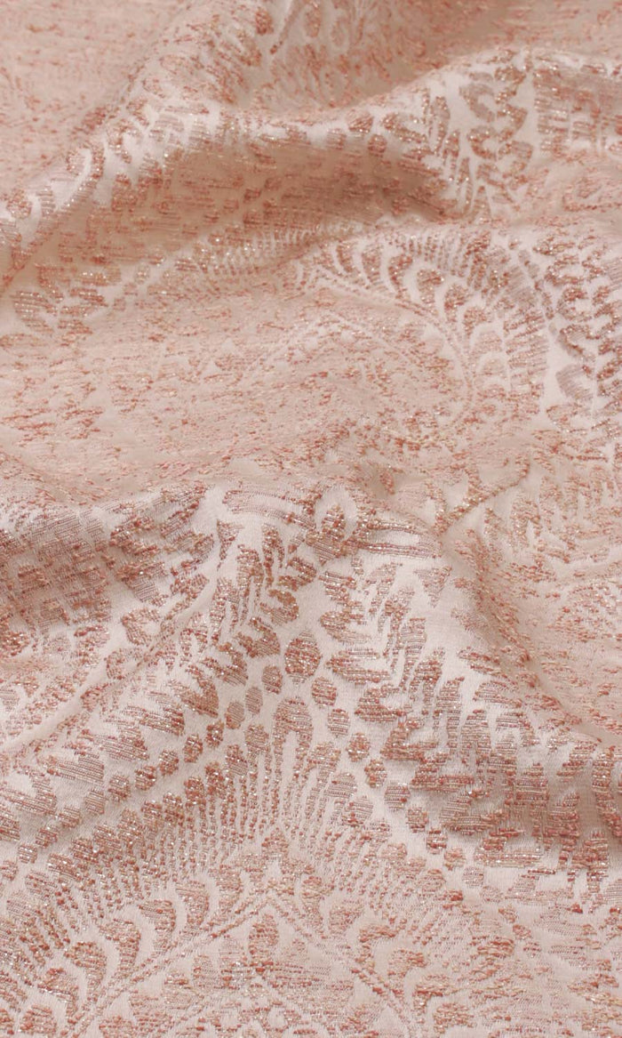 Textured Floral Home Textile Fabric Material By the Metre (Pale Pink)