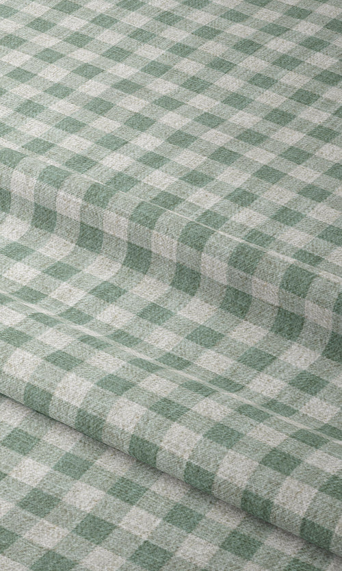 Checkered Curtains for Living, Bedroom, Kitchen, Bathroom (Duck Egg Blue/ White)