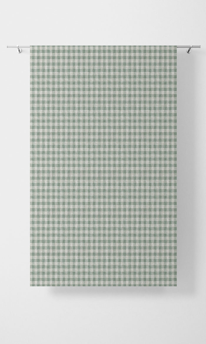 Checkered Pinch Pleat, Rod Pocket, Eyelet Curtains (Duck Egg Blue/ White)