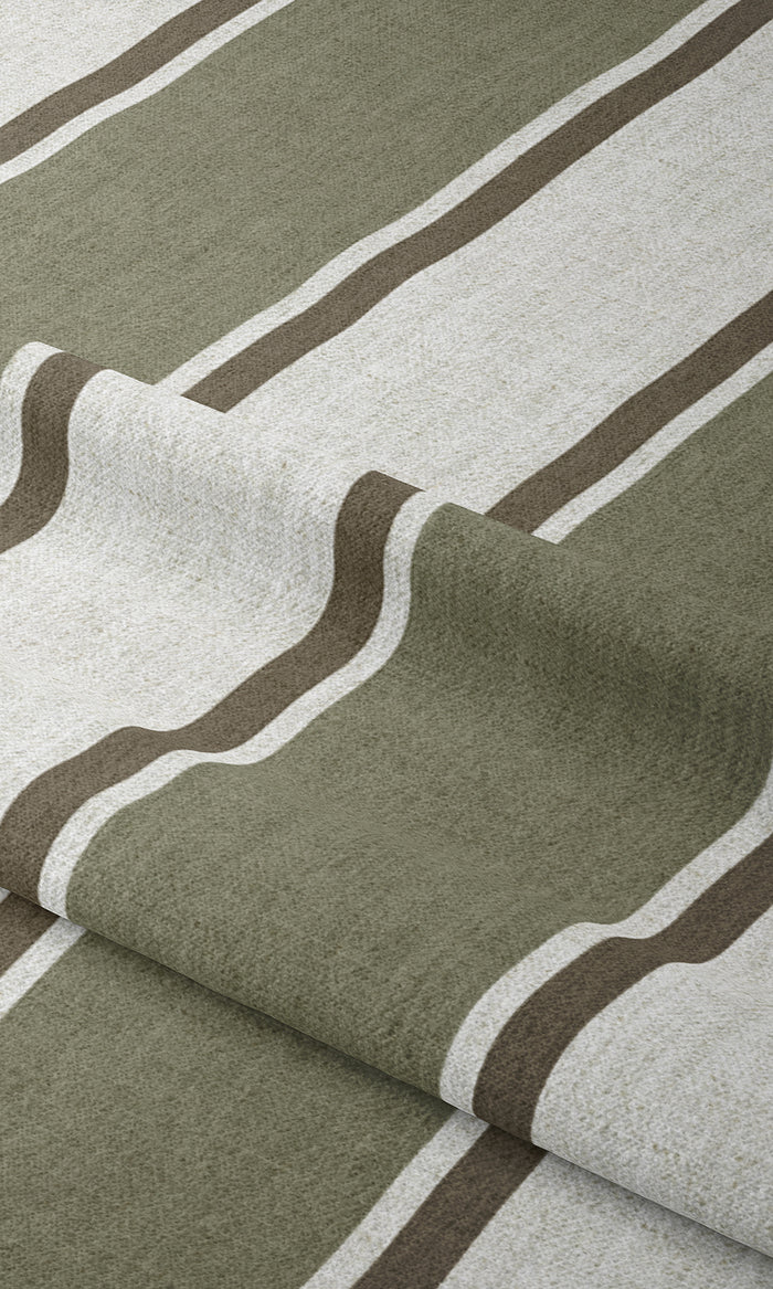 Striped Curtains for Living, Bedroom, Kitchen, Bathroom (Green/ Brown)