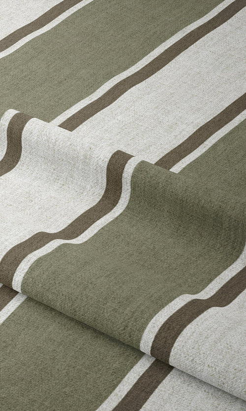 Striped Curtains for Living, Bedroom, Kitchen, Bathroom (Green/ Brown)