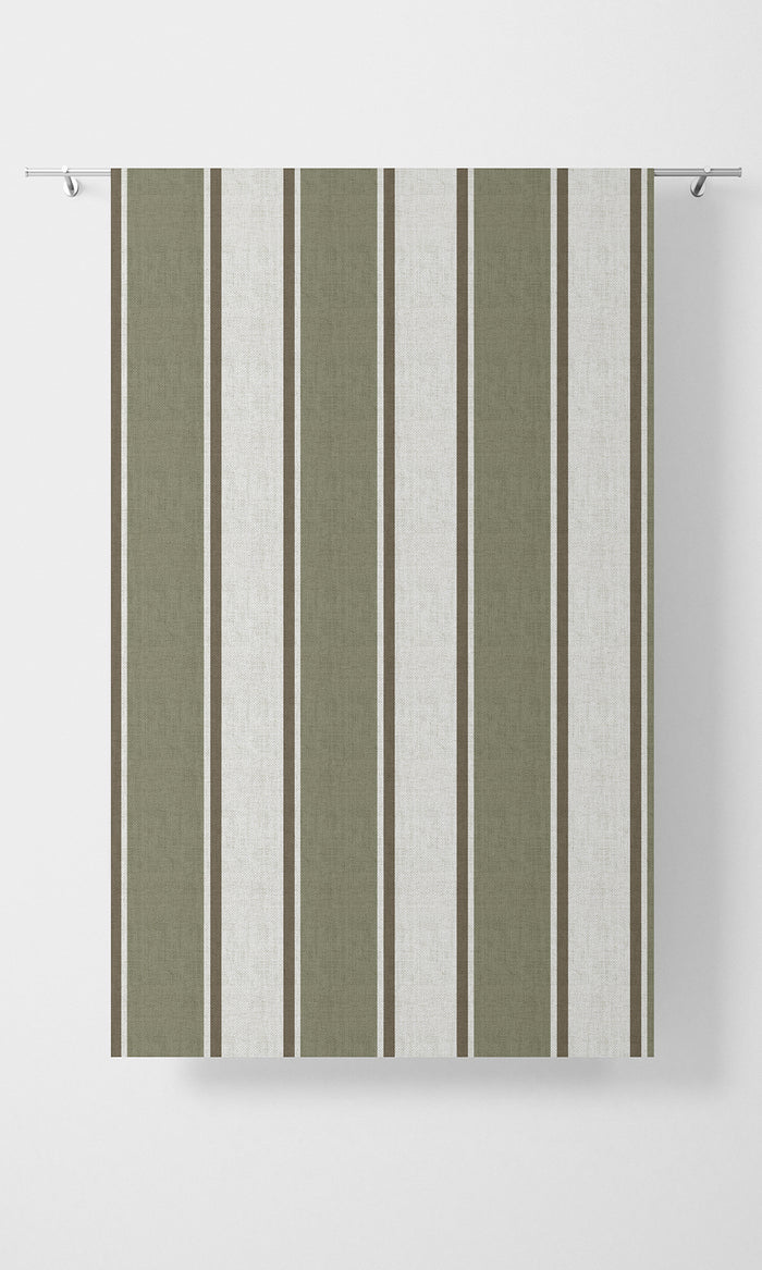 Striped Pinch Pleat, Rod Pocket, Eyelet Curtains (Green/ Brown)