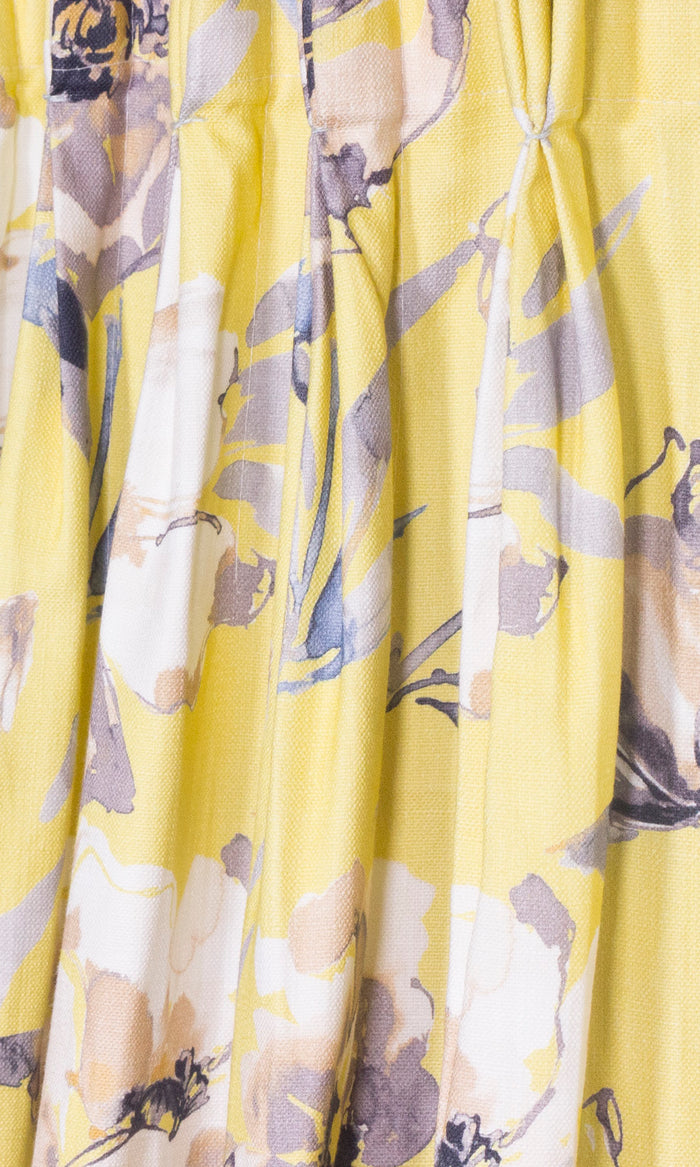 Floral Cotton Curtains for Living, Bedroom, Kitchen, Bathroom (Yellow)