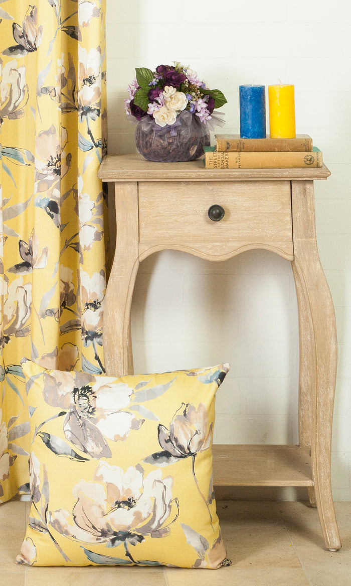 Floral Cotton Curtains (Yellow) Extra Long Short Wide