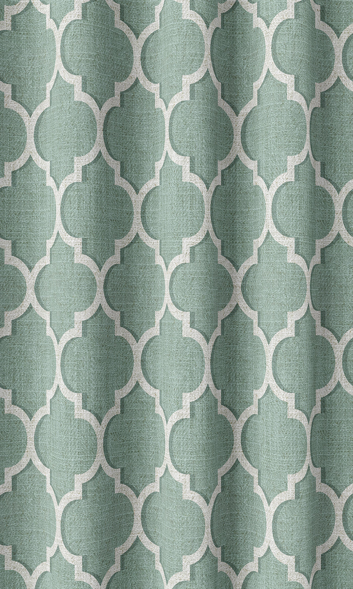Trellis Tile Print Home Décor Fabric By the Metre (Blue/ White)