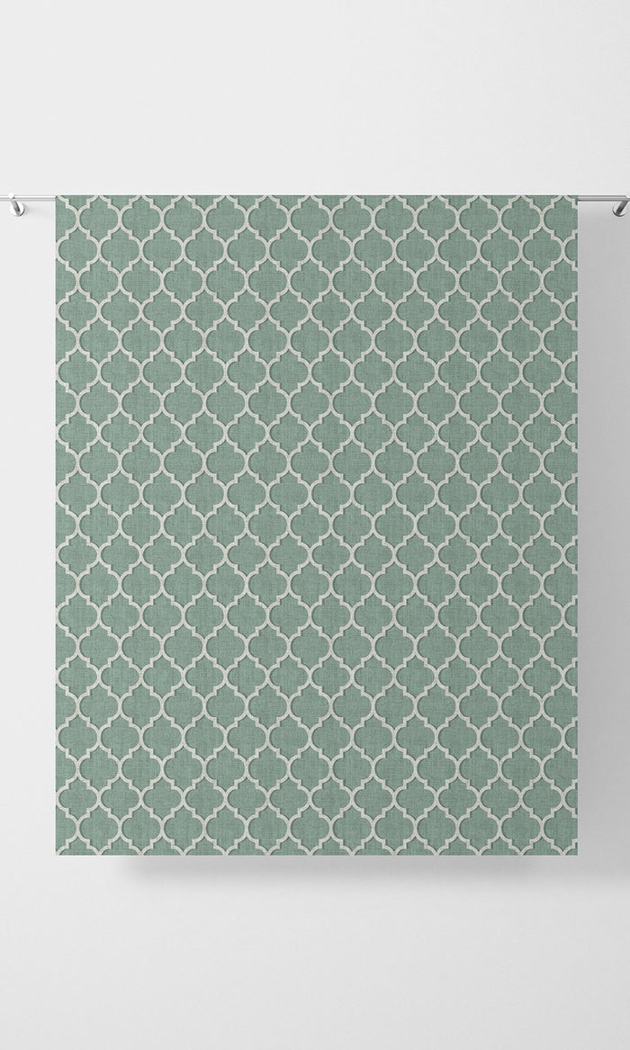 Trellis Tile Print Pinch Pleat, Rod Pocket, Eyelet Curtains (Blue/ White)