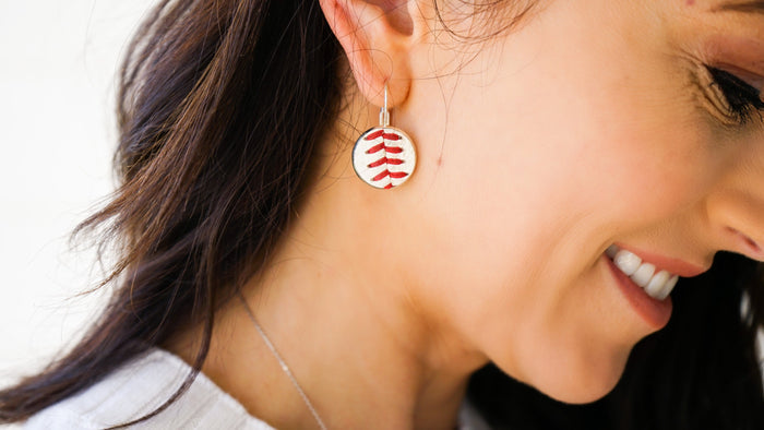 Baseball Seam Jewelry Gift Set - Earrings Necklace Bundle