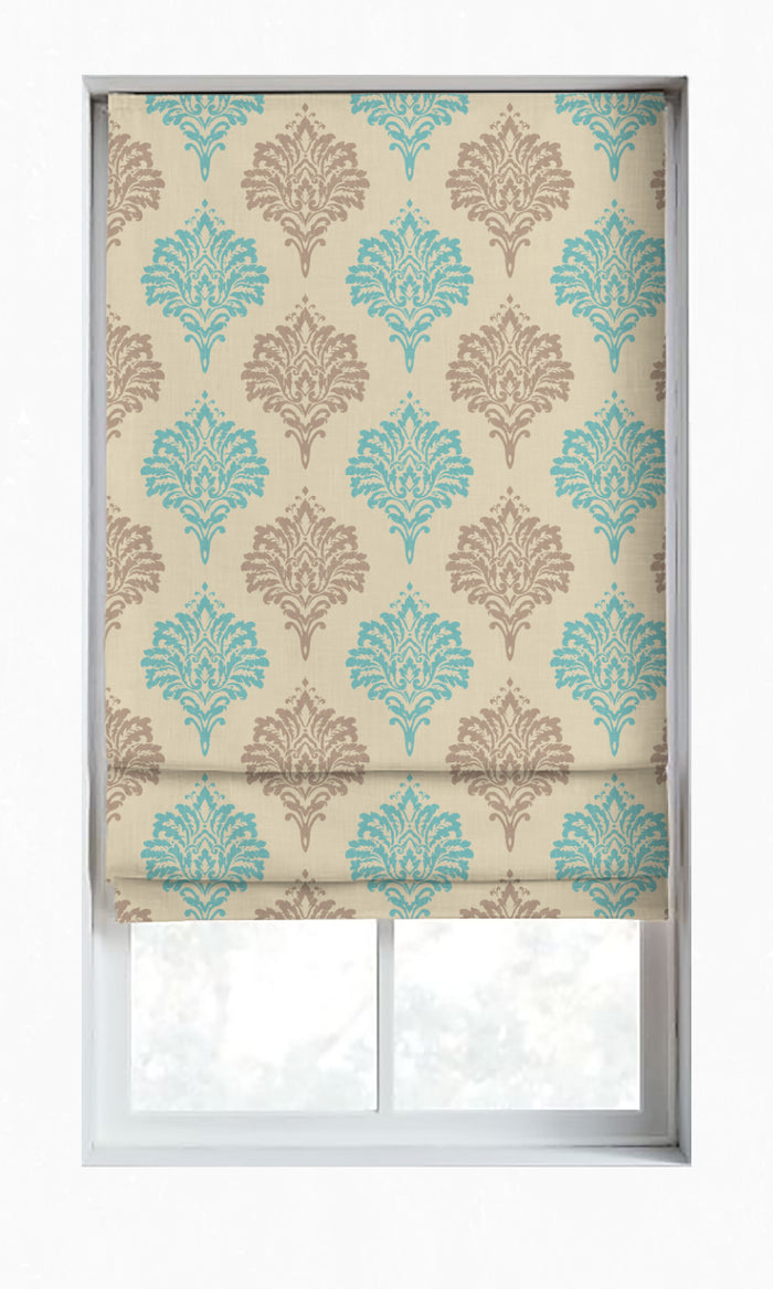 Damask Patterned Drapes for Living, Bedroom, Kitchen, Bathroom (Blue/ Grey/ White)