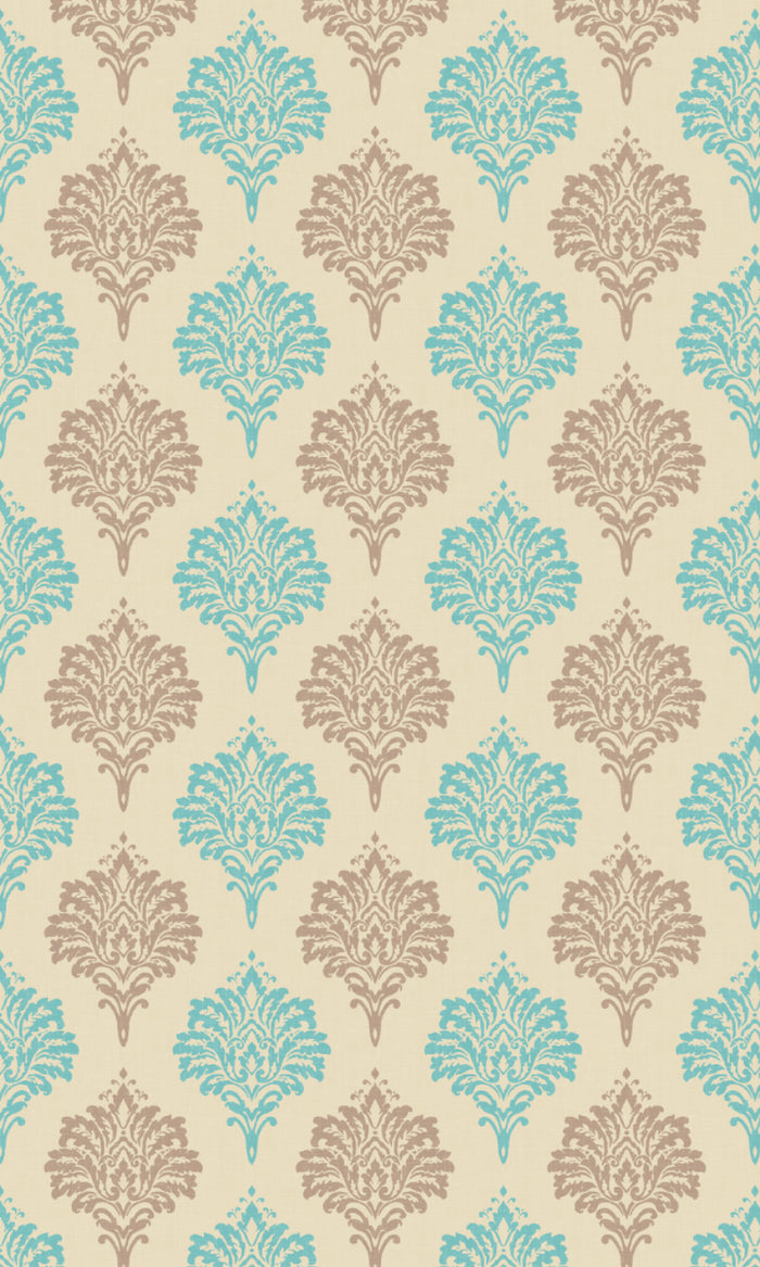 Damask Patterned Pinch Pleat, Rod Pocket, Eyelet Curtains (Blue/ Grey/ White)