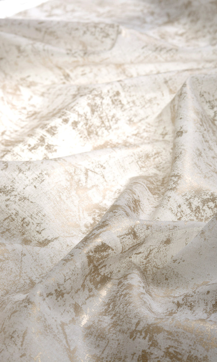 Sheer Curtains / Drapes / Window Drapery Panels (White/ Metallic Golden)