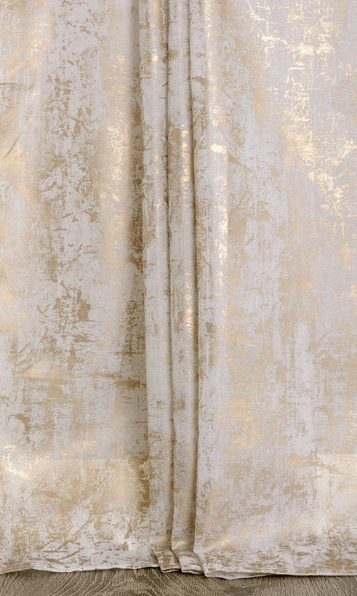 Sheer Made-to-Measure Curtains (White/ Metallic Golden)