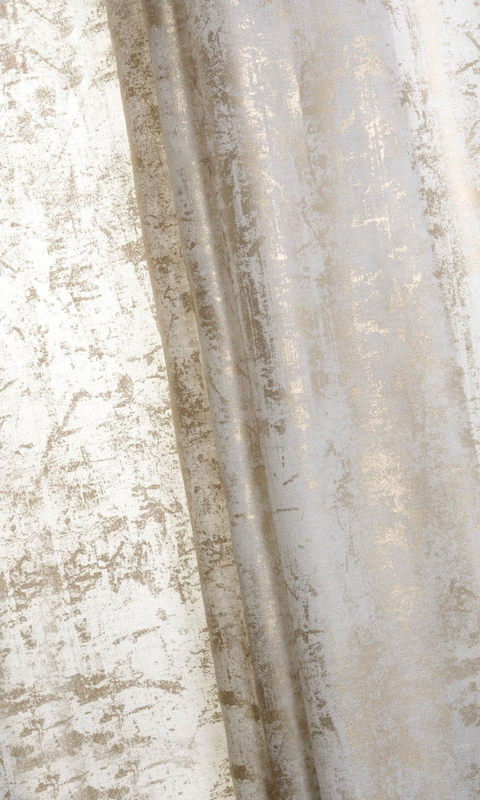 Sheer Any Size Style Curtains (White/ Metallic Golden)