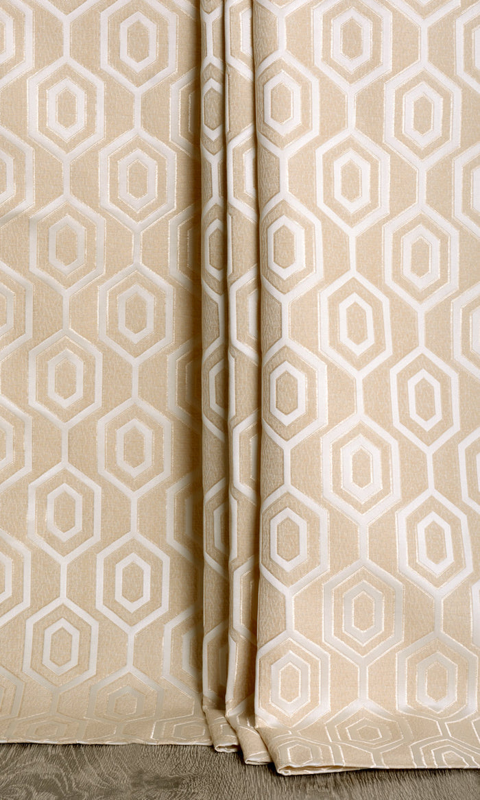 Honeycomb Patterned Drapes for Living, Bedroom, Kitchen, Bathroom (Sand Beige/ White)