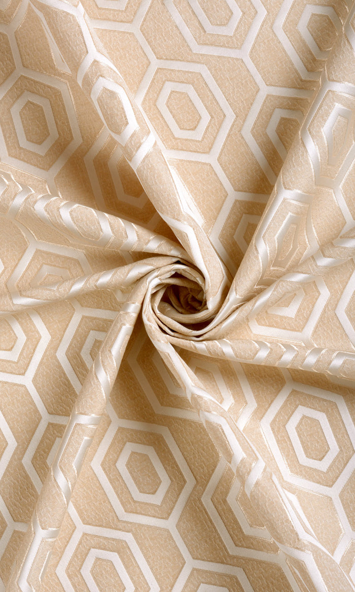 Honeycomb Patterned Made-to-Measure Curtains (Sand Beige/ White)