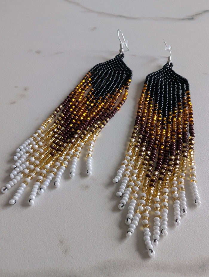 Black and gold handmade beaded earrings