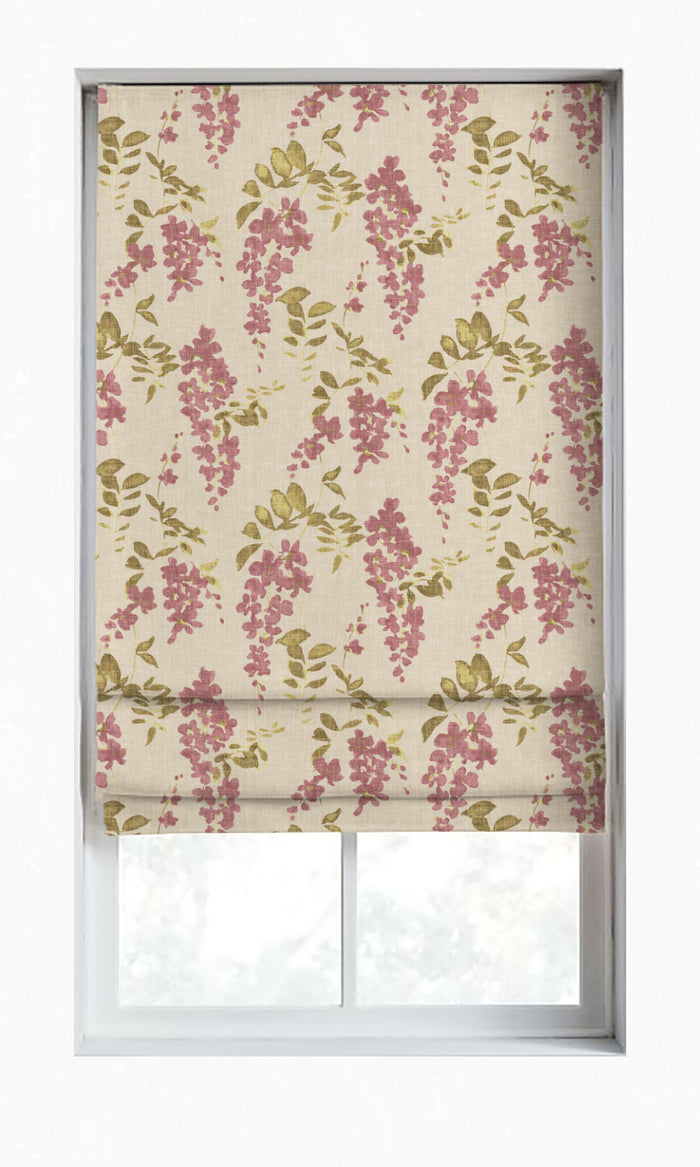 Dimout Floral Curtains for Living, Bedroom, Kitchen, Bathroom (Pink/ Cream)