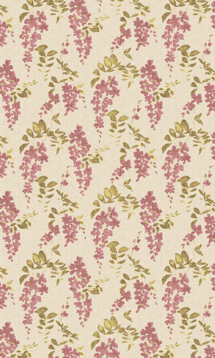 Dimout Floral Pinch Pleat, Rod Pocket, Eyelet Curtains (Pink/ Cream)