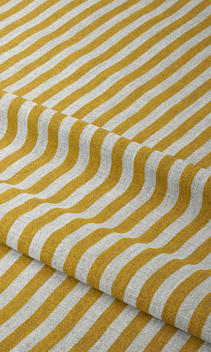 Modern Striped Window Treatments Fabric By the Metre (Deep Yellow/ White)