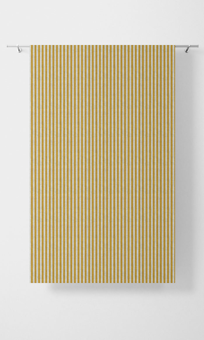 Modern Striped Pinch Pleat, Rod Pocket, Eyelet Curtains (Deep Yellow/ White)
