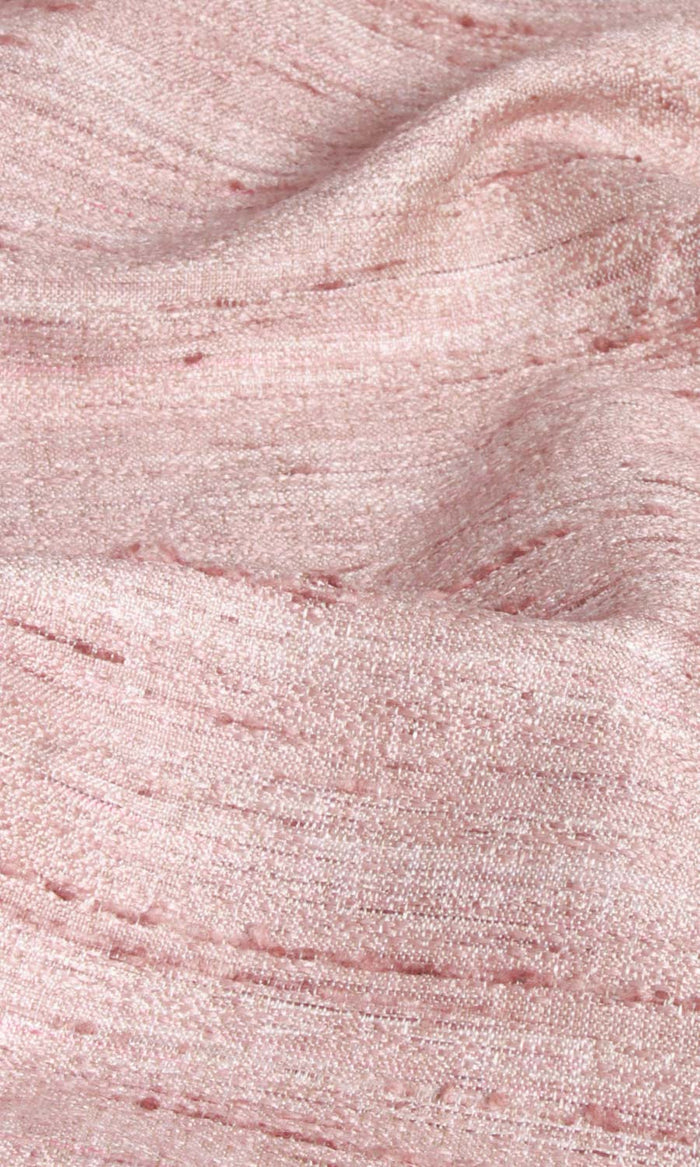 Faux Silk Textured Fabric Material By the Metre (Pastel Pink)