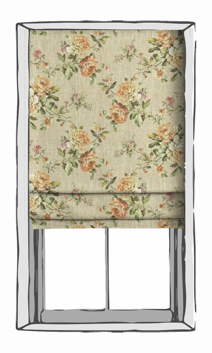 Country Floral Window Treatments Fabric By the Metre (Yellow/ Orange)