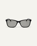 Face shot of Bonnie Clyde Bicep sunglasses in black with grey lenses.