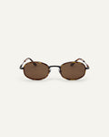 Face shot of Bonnie Clyde Bicycle sunglasses in tortoise with brown lenses.