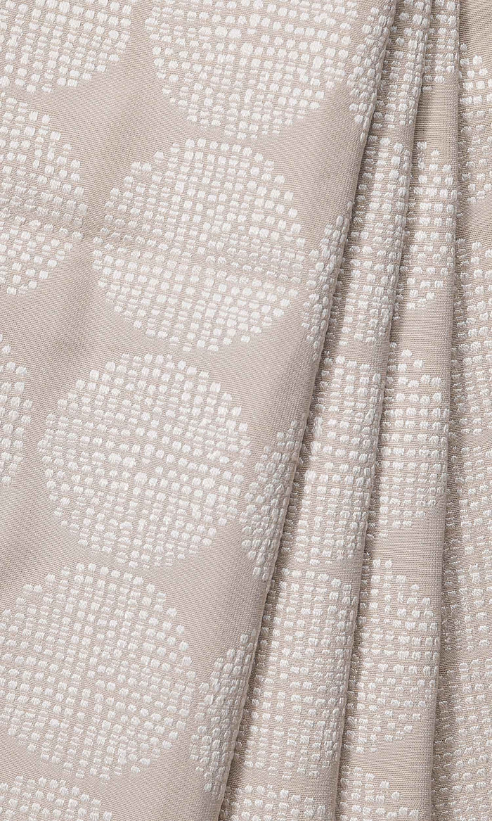 Geometric Embroidered Drapes for Living, Bedroom, Kitchen, Bathroom (Beige/ White)