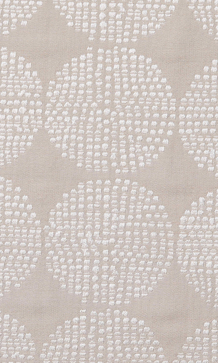 Geometric Embroidered Pinch Pleat, Rod Pocket, Eyelet Curtains (Beige/ White)
