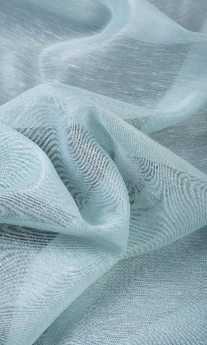Textured Sheer/ Voile Fabric Material By the Metre (Light Blue)